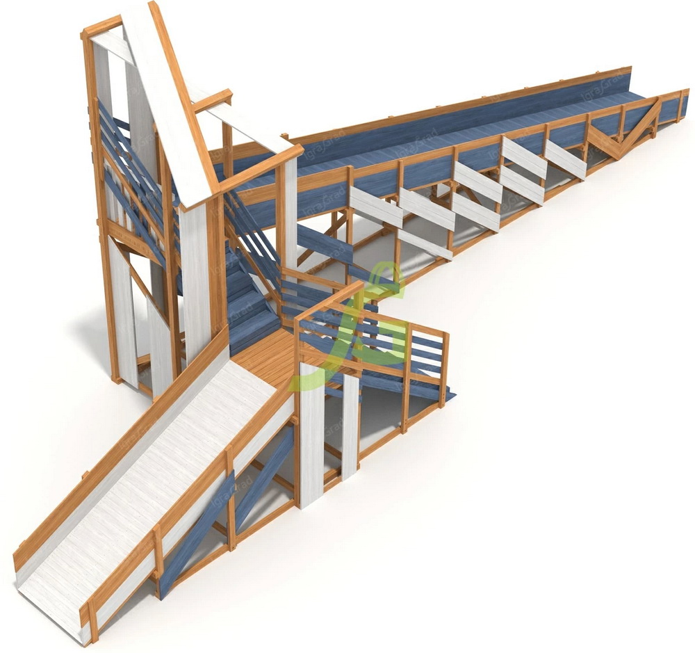 Зимняя деревянная горка IgraGrad Snow Fox 12 м с двумя скатами мод.4