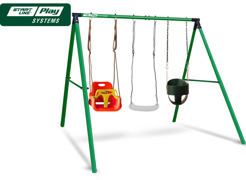 Качели SLP SYSTEMS 3 секции (сиденье с фиксацией + качели с фиксацией, зеленые + «лодочка» белая)