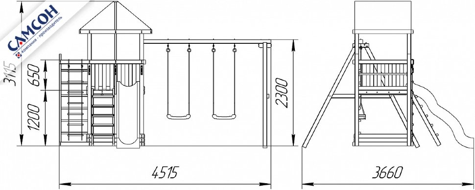 Детская деревянная игровая площадка ЭЛЕМЕНТ 5 Самсон