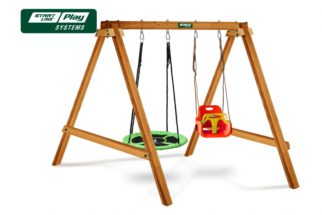 Качели деревянные SLP SYSTEMS (2 секции: качели-гнездо, сиденье с фиксацией)