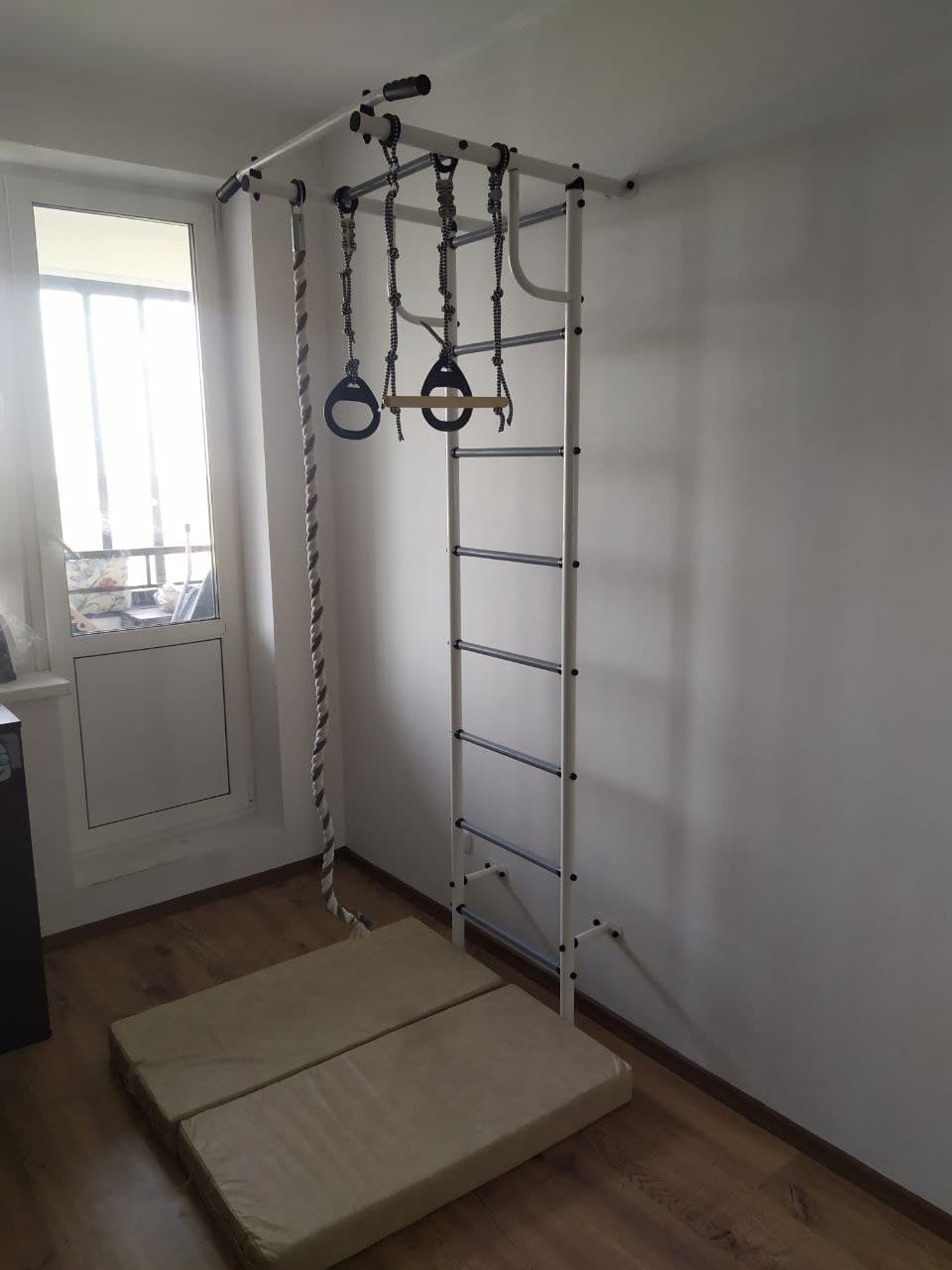 Детская шведская стенка ДСК Пионер С2НМ бело/серый