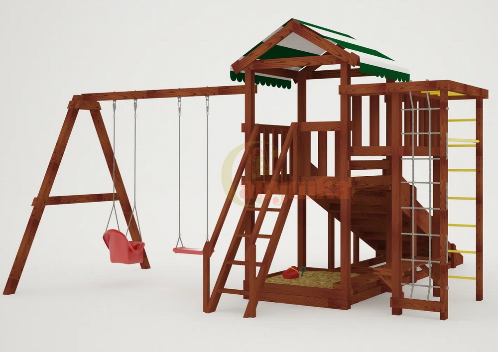 Детская площадка Савушка Мастер 3 (Махагон) 4 сезона