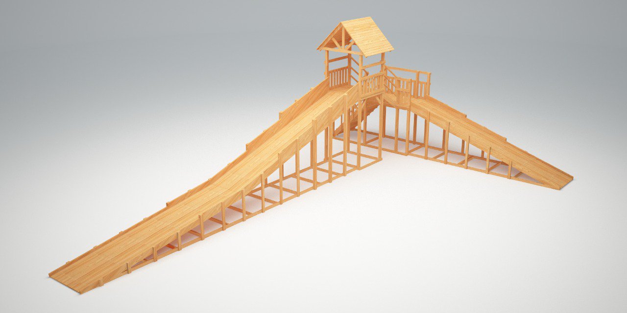 Зимняя горка ЗИМА WOOD-10 Савушка (скаты 6 и 12 м)