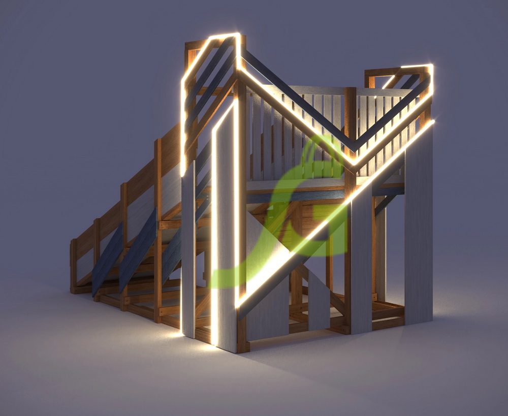 Зимняя деревянная горка Snow Fox, скат 4 м, мод.3