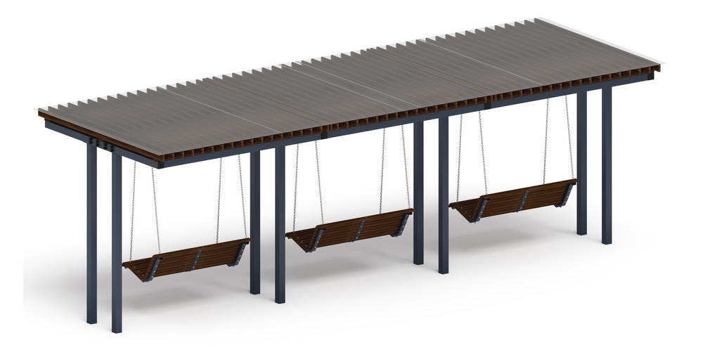 Пергола Тент с качелями (прямая) МФ 78.04.03 /с поликарбонатом/