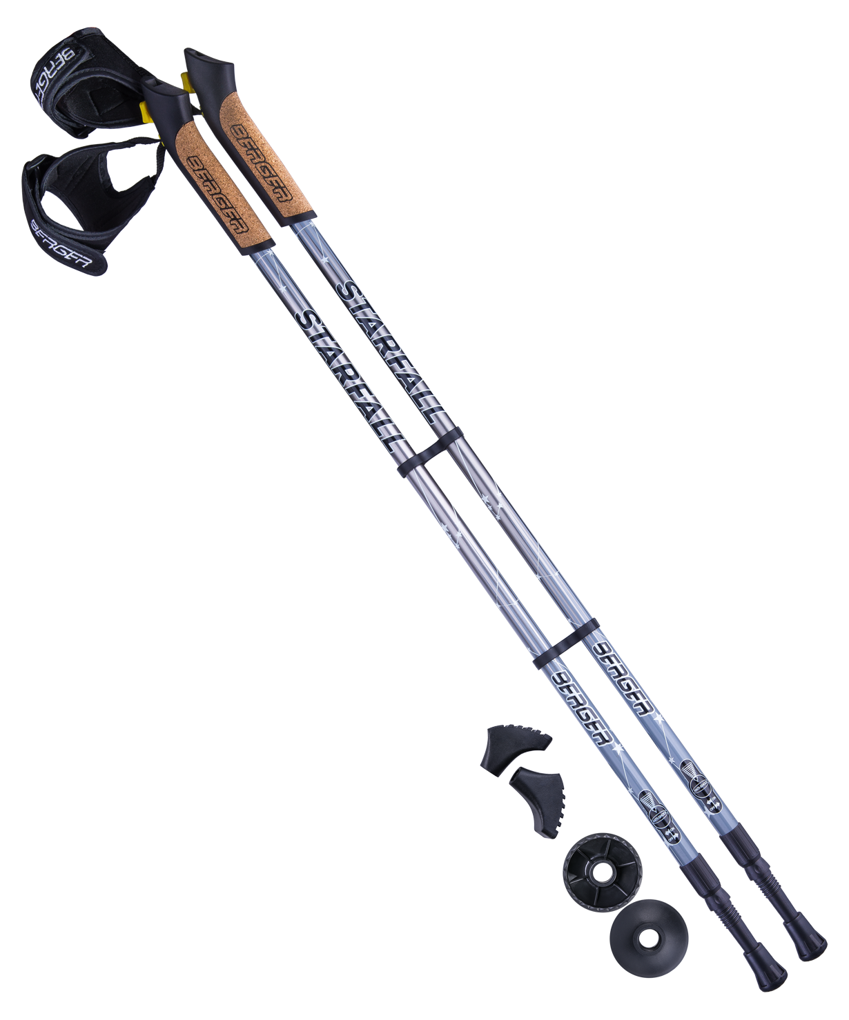 Палки для скандинавской ходьбы Starfall, 77-135 см, 2-секционные, серый/чёрный/белый