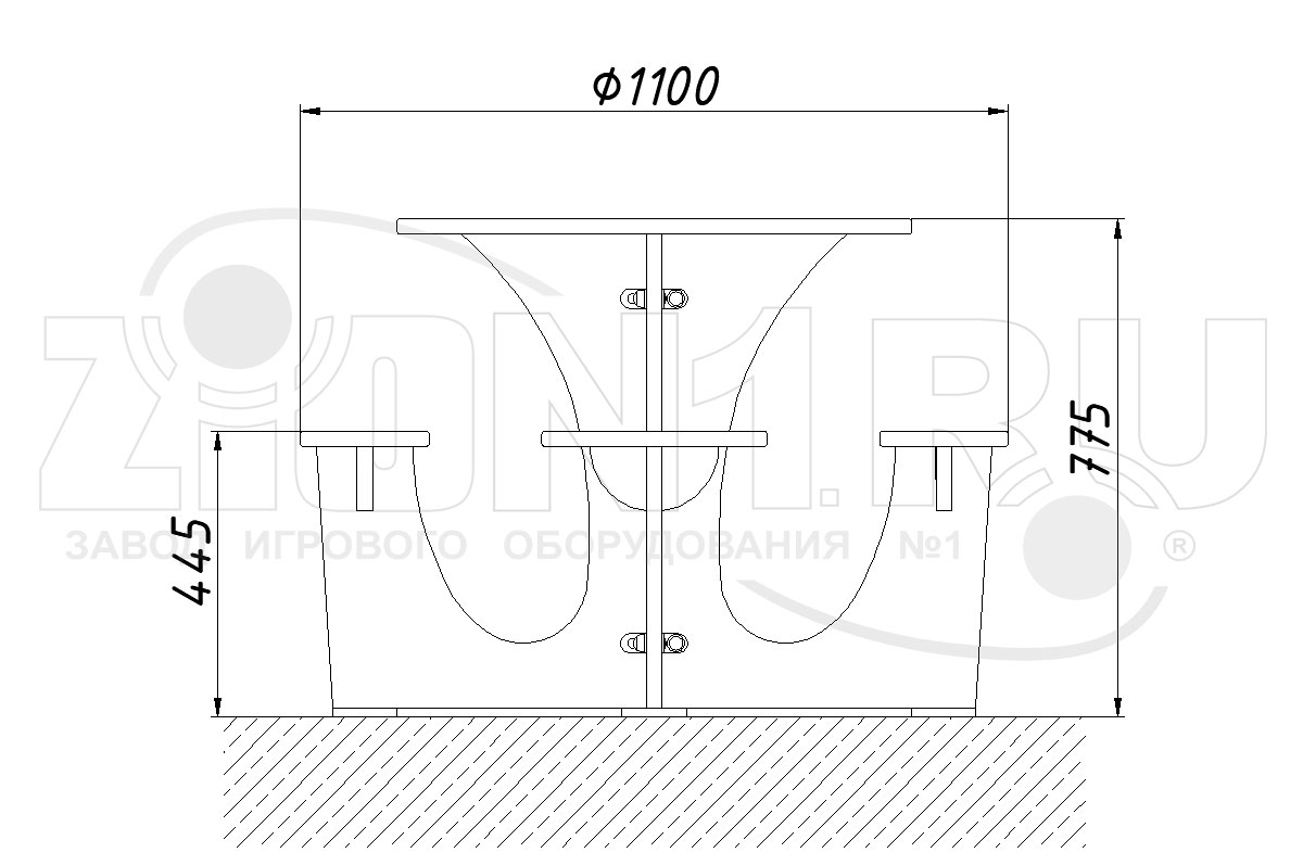 Стол уличный со скамьями  ZION М5 СП244