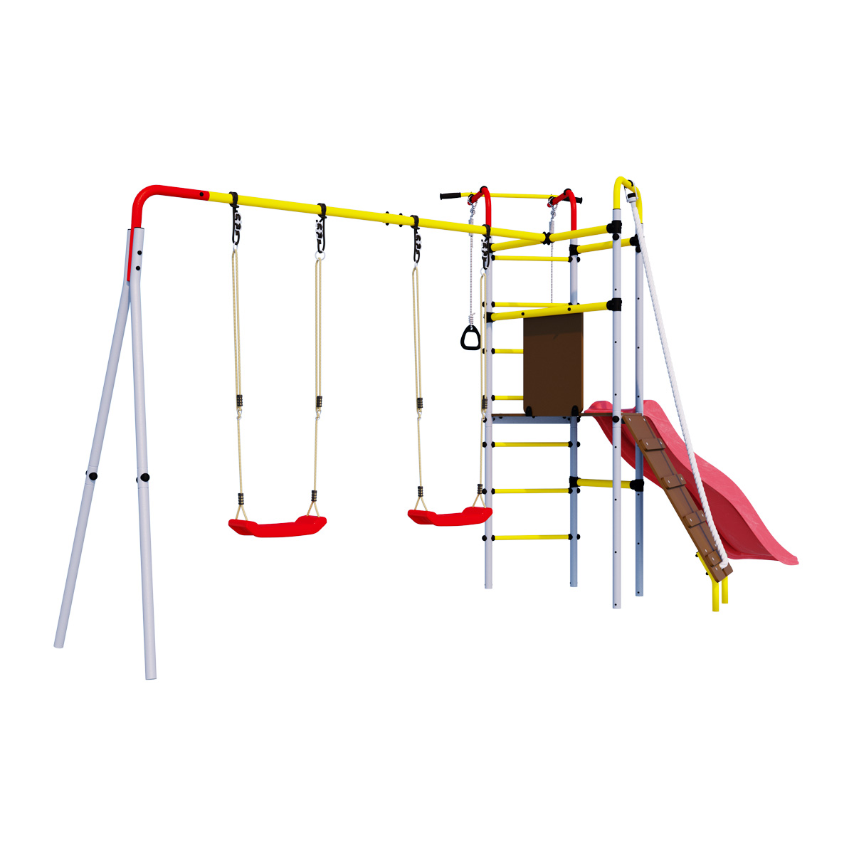 Детский спортивный комплекс для дачи Romana R.103.09.04 + 1.D-26.01 + 1.D-26.01 Островок Плюс (пластиковые качели)