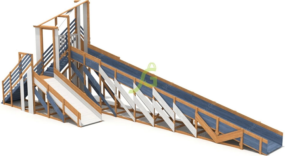 Зимняя деревянная горка IgraGrad Snow Fox 12 м с двумя скатами мод.3