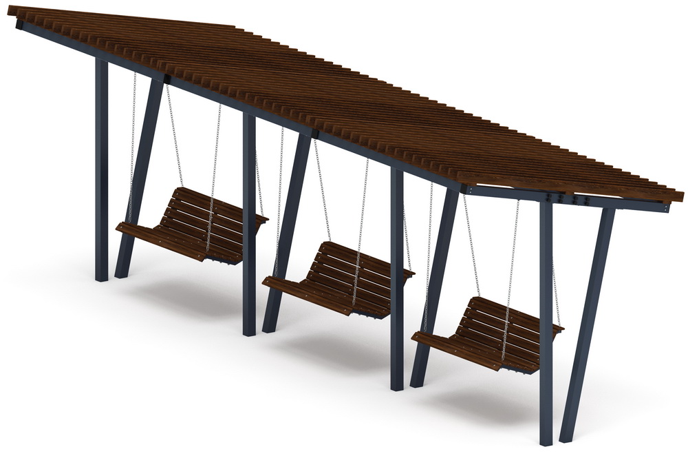 Пергола Тент с качелями (наклонная) МФ 78.03.03-01 /без поликарбоната/