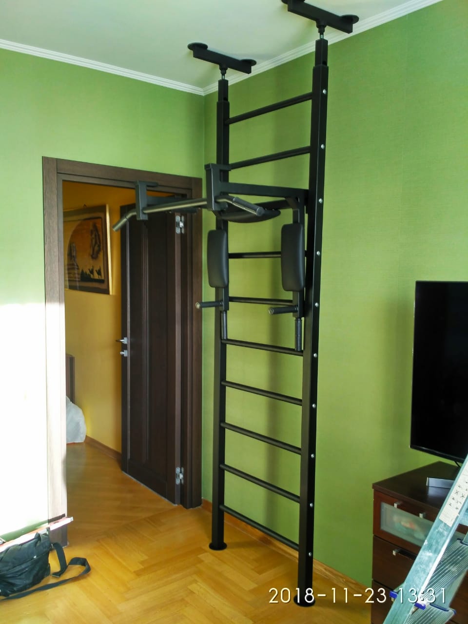 Шведская стенка в распор и турник 3 в 1, AG80