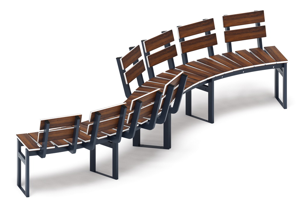 Модульная скамья радиальная (темный дуб) МФ 42.01.22