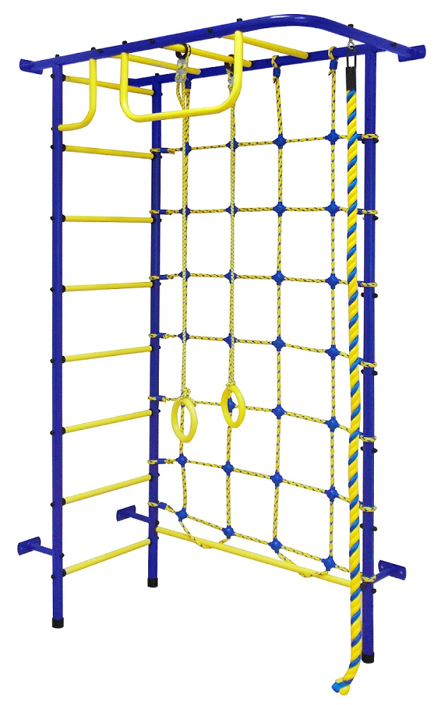 Детская шведская стенка Пионер 8 сине/жёлтый