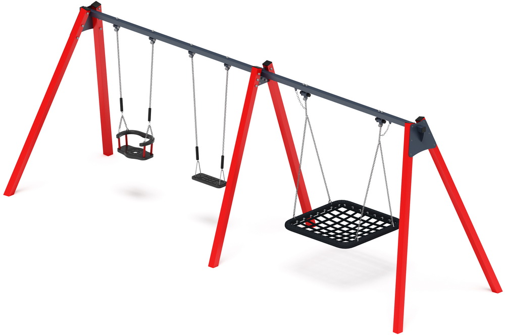 Качели М3 тройные ИО 13.М.06.03.01.01-01 (красные)