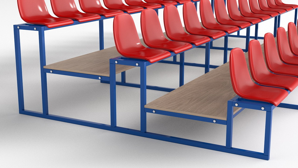 Трибуна с пластиковыми сидениями трехрядная (20.005)
