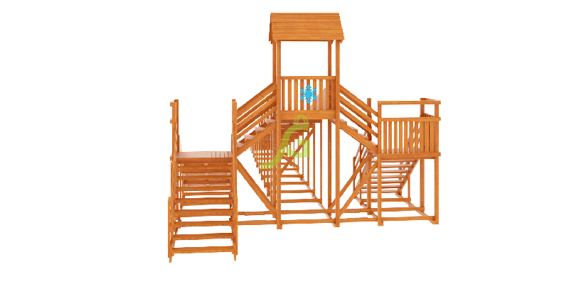 Зимняя деревянная горка Snow Fox 12 м с двумя скатами (две лестницы)