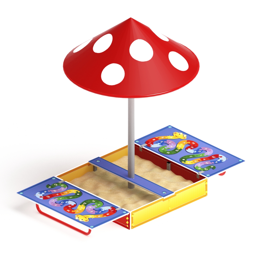 Песочница АЗБУКА с крышкой и грибком ИО 5.01.10-01