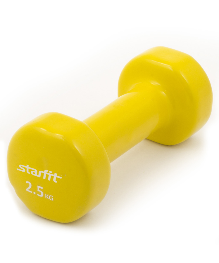 Гантель виниловая STARFIT DB-101 2,5 кг, желтая (1 шт.) 1/8