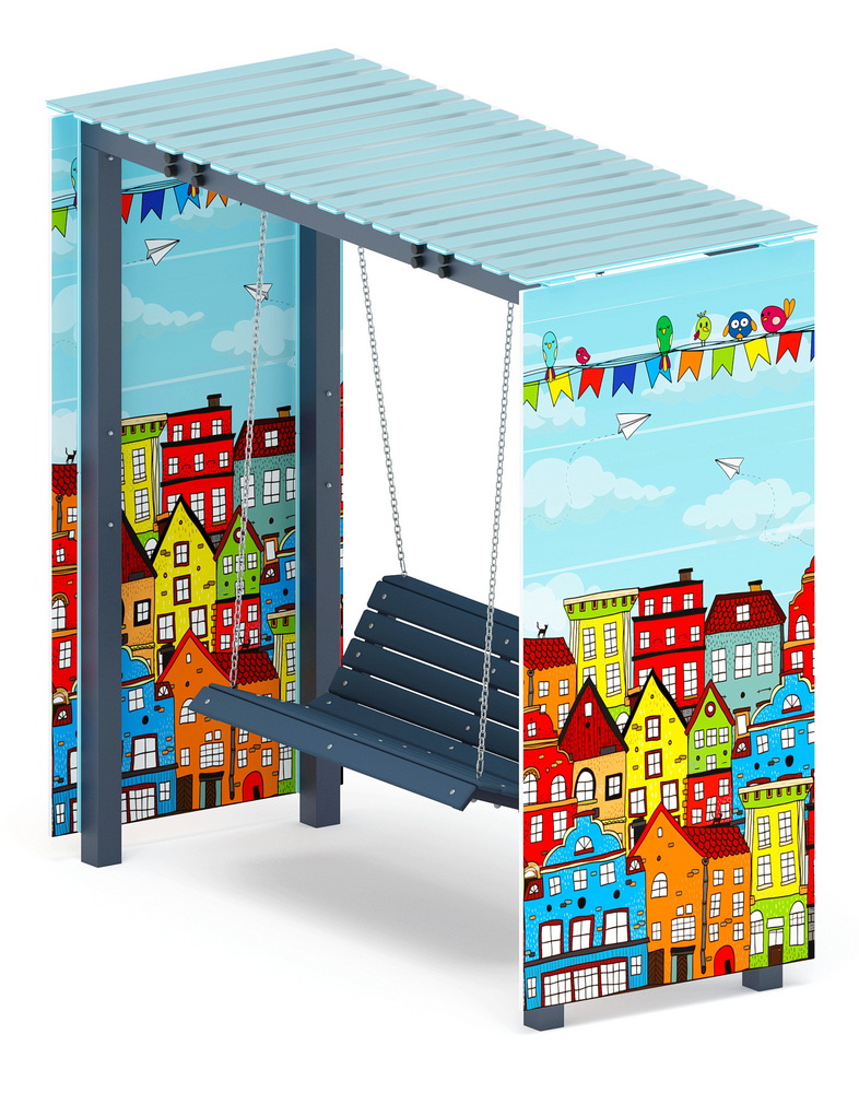 Пергола с качелями (Город) МФ 78.06.01-04 /с поликарбонатом/