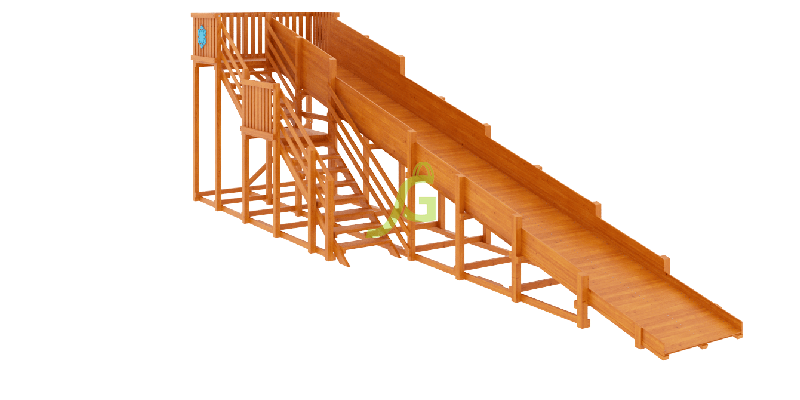 Зимняя деревянная горка Snow Fox, скат 10 м, каштан