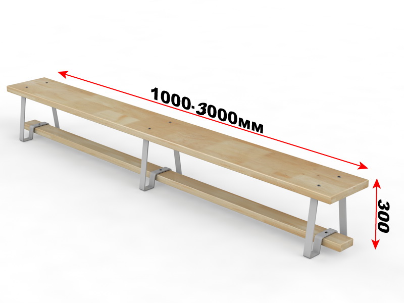 Скамейка гимнастическая с металлическими ножками (04.300.1)