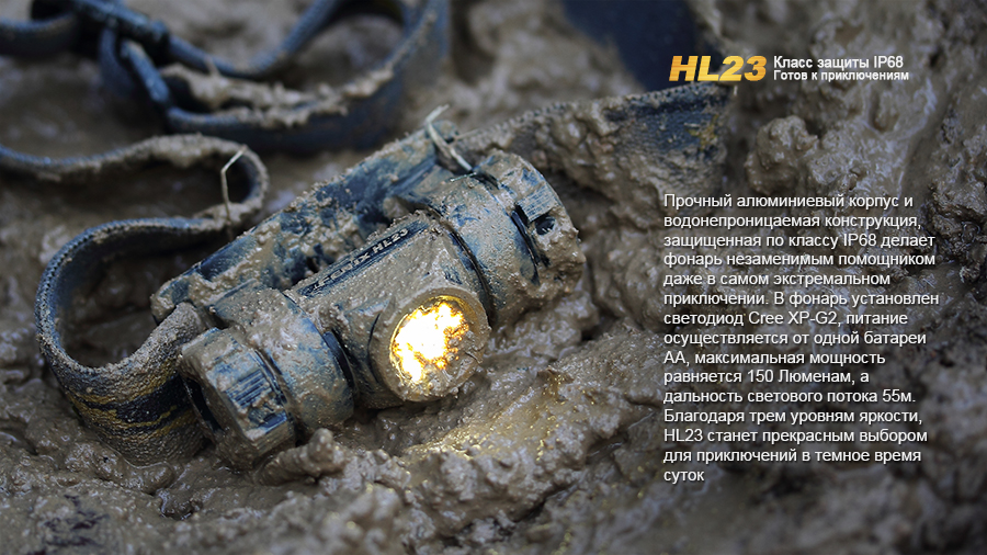 Налобный фонарь Fenix HL23 Cree XP-G2 R5, серый