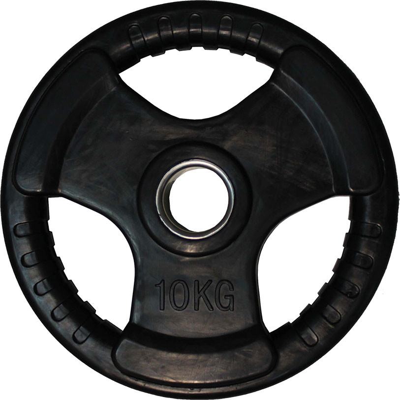 Диск для штанги черный обрезиненный D-51, 10 кг
