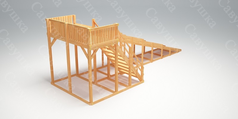 Зимняя деревянная игровая горка Савушка "Зима wood" - 6