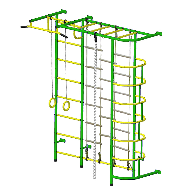 Детская шведская стенка Пионер С5ЛМ зелено/жёлтый