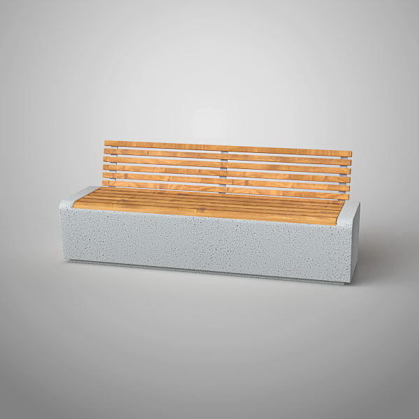 Скамья ОНДА с бетонным основанием С-66-200 (со спинкой)