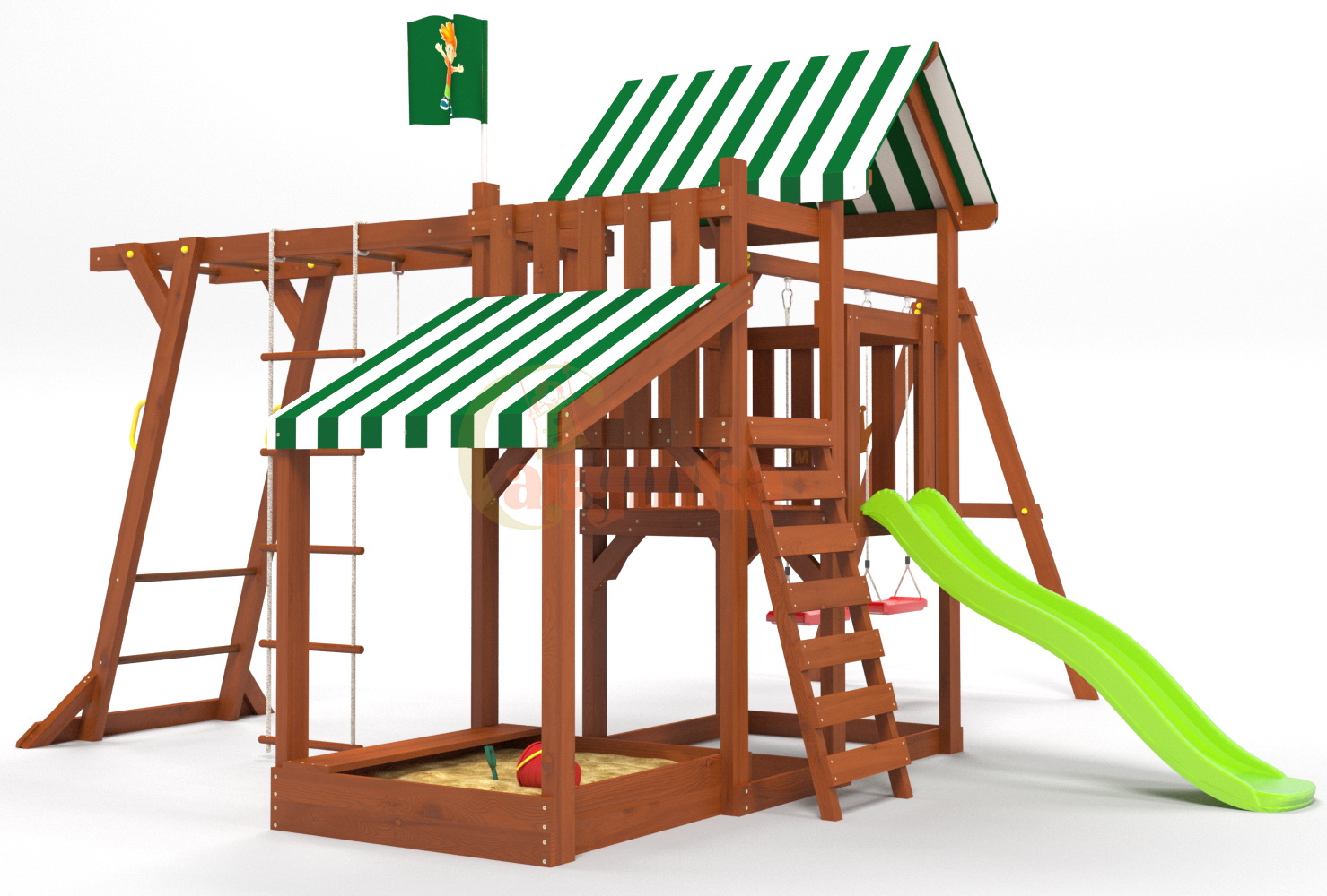 Детская площадка Савушка TooSun 4 с песочницей (горка 1,7 м)