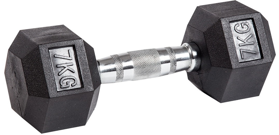Гантель гексагональная обрезиненная 7 кг