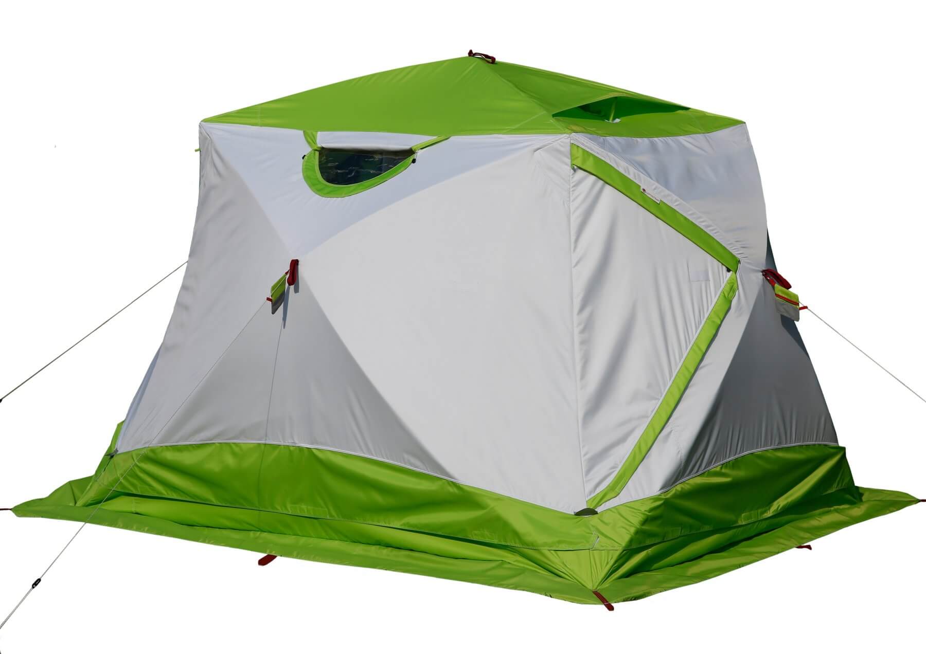 Зимняя палатка ЛОТОС Куб 4 Компакт Термо (лонг) (утепленный тент; стеклокомпозитный каркас)