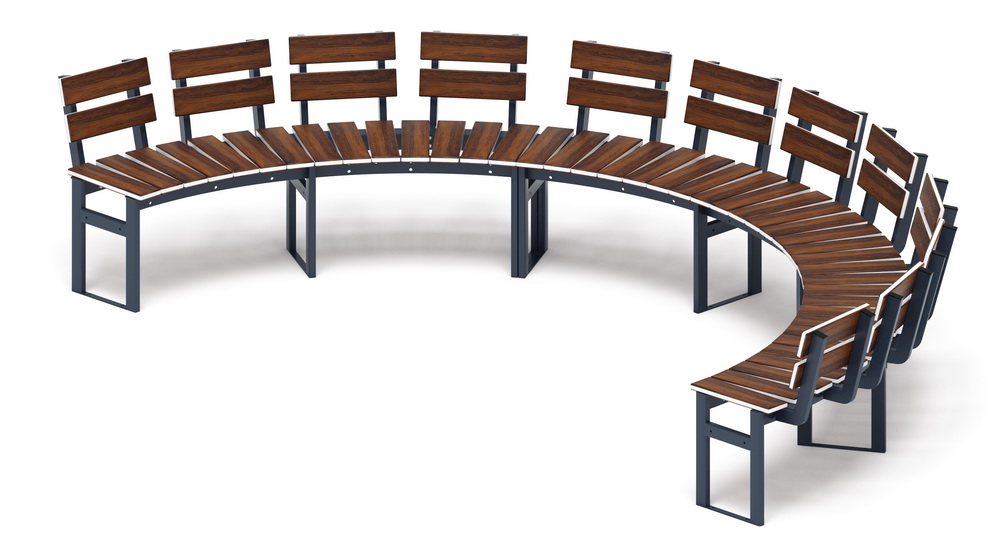 Модульная скамья радиальная (темный дуб) МФ 42.01.25