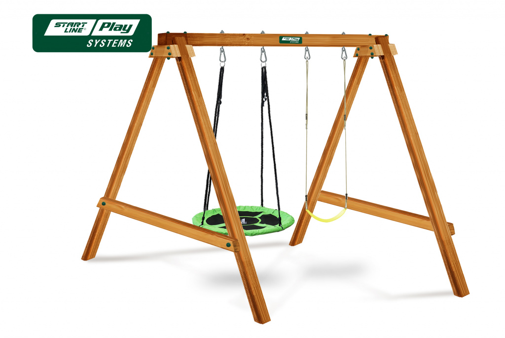 Качели деревянные SLP SYSTEMS (2 секции: качели-гнездо, сиденье гибкое)