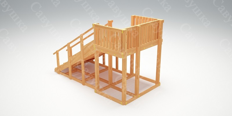 Зимняя деревянная игровая горка Савушка "Зима wood" - 3