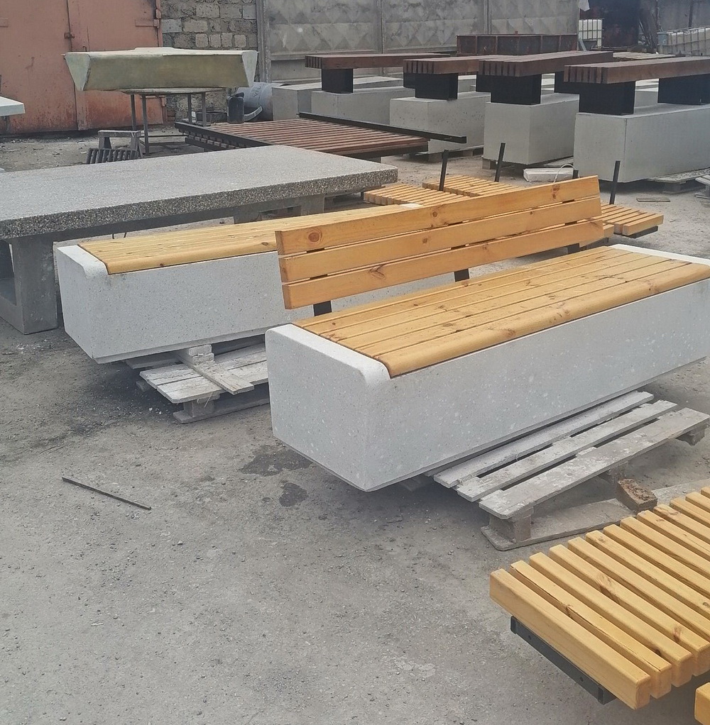 Скамья ОНДА с бетонным основанием С-66-200 (со спинкой)