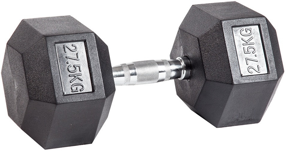 Гантель гексагональная обрезиненная 27,5 кг