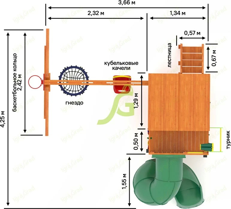 Детская площадка IgraGrad Крафт Pro 3 с трубой