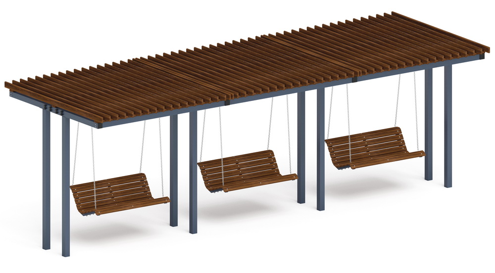 Пергола Тент с качелями (прямая) МФ 78.04.03-01 /без поликарбоната/