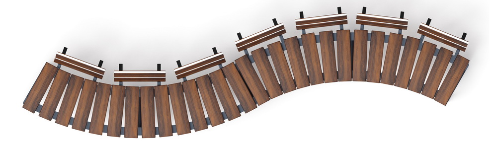 Модульная скамья радиальная (темный дуб) МФ 42.01.21