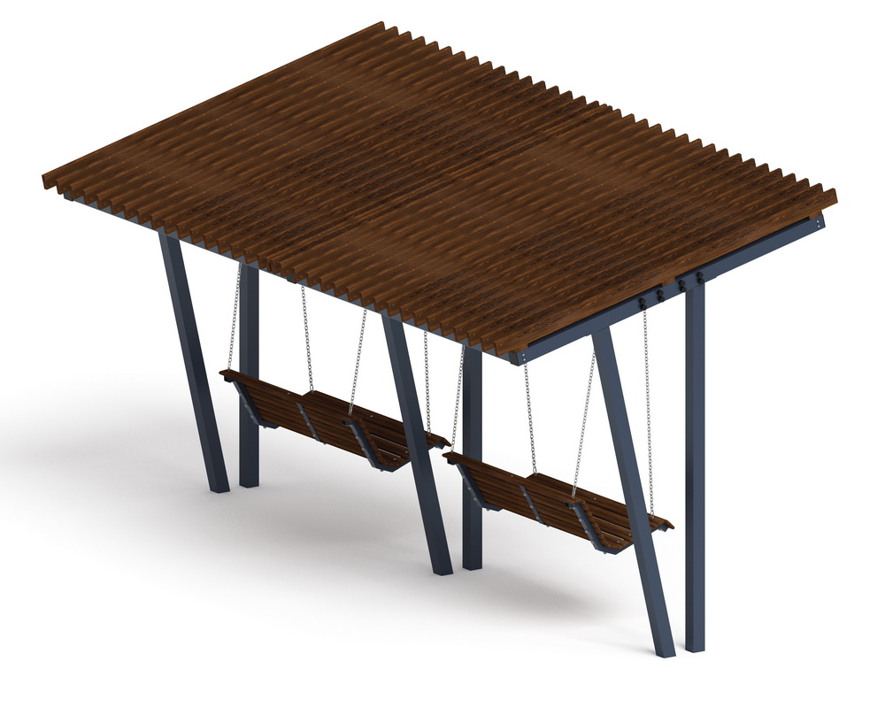 Пергола Тент с качелями (наклонная) МФ 78.03.02-01 /без поликарбоната/