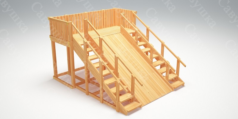 Зимняя деревянная игровая горка Савушка "Зима wood" - 4
