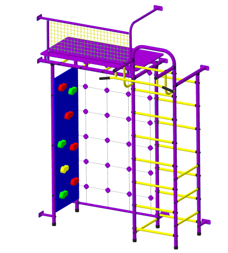 Детский спортивный комплекс Пионер 10СМ со скалодромом пурпурно/жёлтый