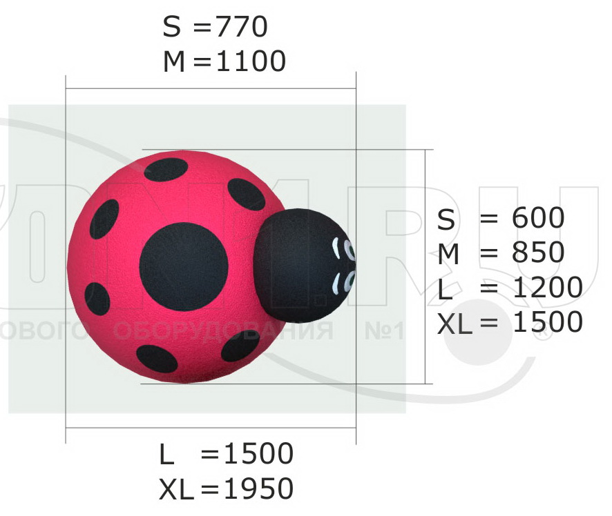 Резиновая 3D-фигура ZION Божья коровка (для парков и детских площадок)
