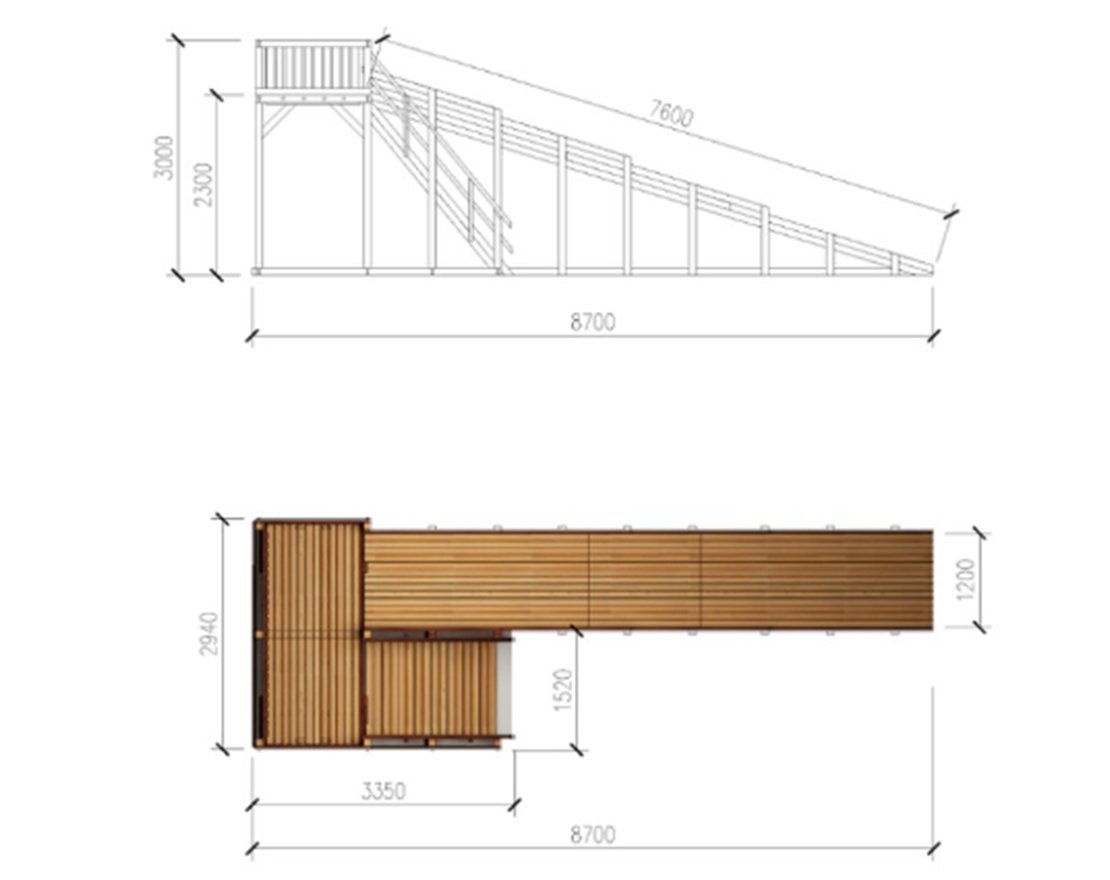 Зимняя горка ЗИМА WOOD-6 Савушка (скат 8 м)