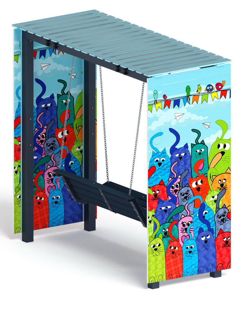 Пергола с качелями (Коты) МФ 78.06.01-06 /с поликарбонатом/