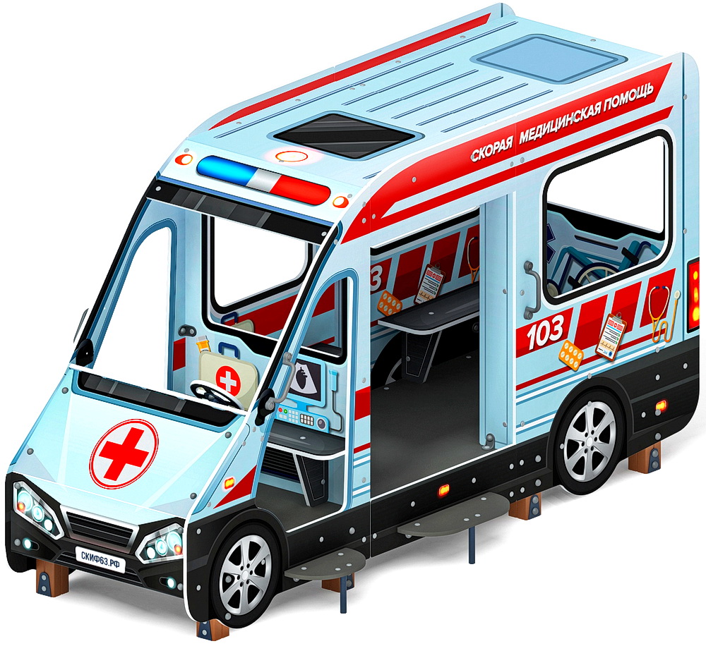 Беседка АВТОБУС (Скорая помощь) для детской площадки МФ 10.03.13-04