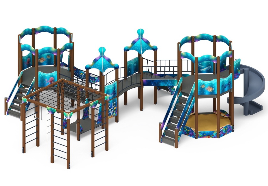 МОРСКОЙ детский игровой комплекс ДИК 2.17.06-01 винтовой скат (Н=2000, H=1200)