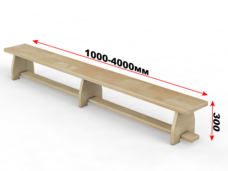Скамейка гимнастическая с деревянными ножками (04.302.1)